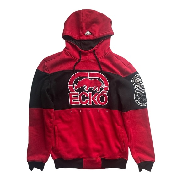 Ecko Unltd CutNSew Rhino Embroidered Hooded Pullover Red/Black Men’s Medium - Picture 2 of 8